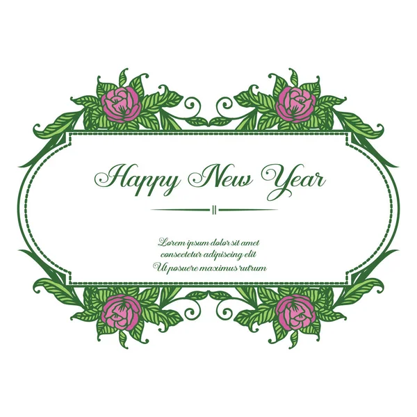 Carte heureux nouveau fond de l'année, avec élément de conception de cadre de fleur de rose. Vecteur — Image vectorielle