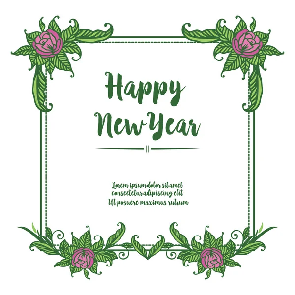 Поздравляем вас с Новым годом, украсив розовый цветок в рамке вручную. Вектор — стоковый вектор