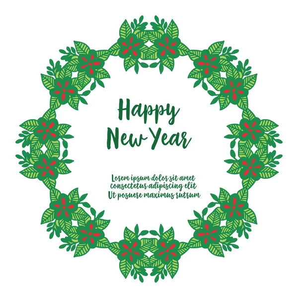 Cartão de felicitações feliz ano novo, com moldura de flor vermelha design. Vetor —  Vetores de Stock