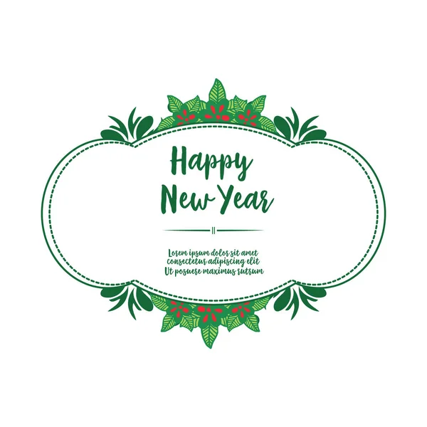 Place for your text, happy new year, with ornate of green leafy flower frame. Vector — Stock Vector