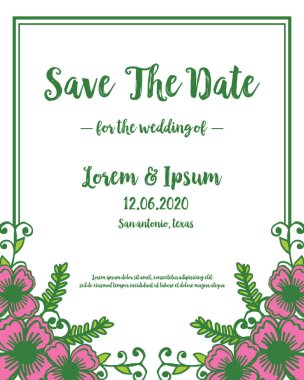 Poster desen pembe çiçek çerçevesi ile, tarih kaydedin. Vektör