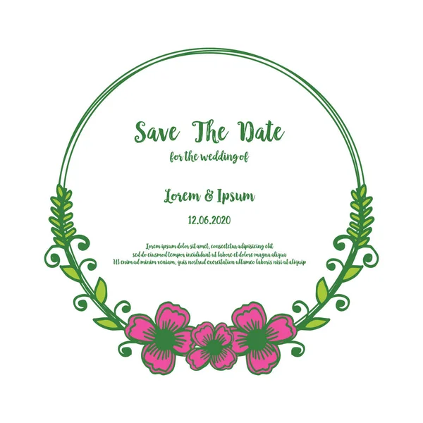 В открытке сохранена дата приглашения на свадьбу с реалистичной розовой цветочной рамкой. Вектор — стоковый вектор