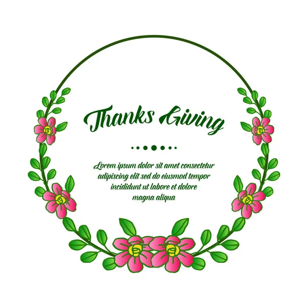 Banner van Thanksgiving, met tekening van roze bloem frame. Vector — Stockvector