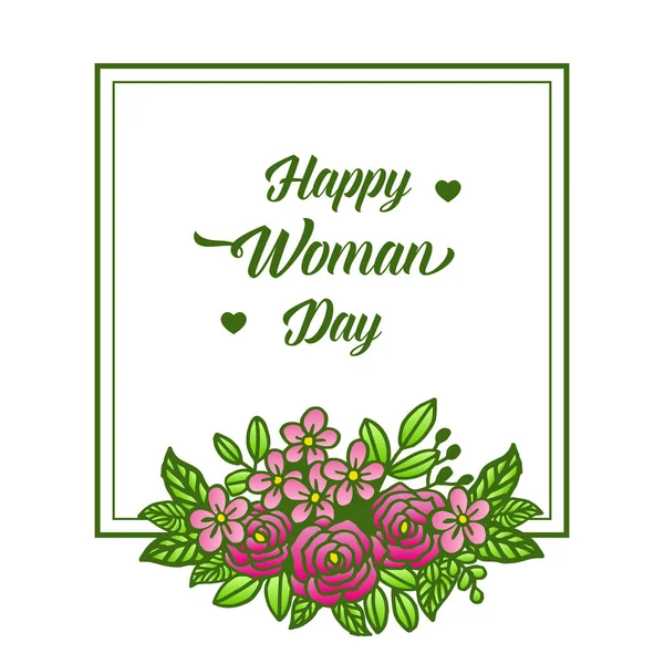 Vorlage für Grußkarte glücklicher Frauentag mit buntem Blumenrahmen. Vektor — Stockvektor