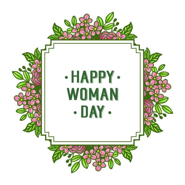 Decoration banner of happy woman day, with crowd of colorful flower frame. Vector — Stock Vector