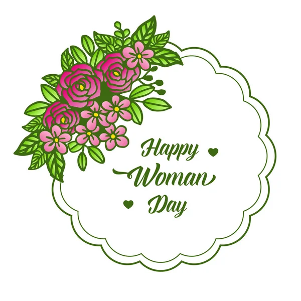 Decoration banner of happy woman day, with crowd of colorful flower frame. Vector — Stock Vector