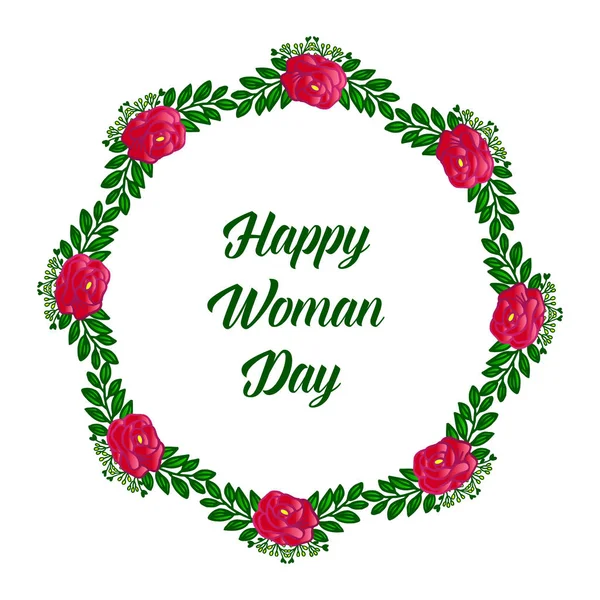 Affisch eller fana glad kvinna dag, med abstrakt röd ros blomma ram. Vektor — Stock vektor