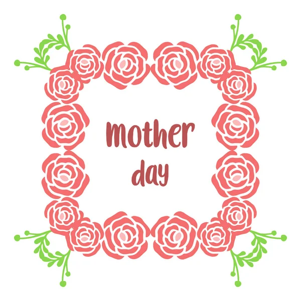 Carte d'invitation joyeuse fête des mères, avec cadre vintage rose fleur. Vecteur — Image vectorielle