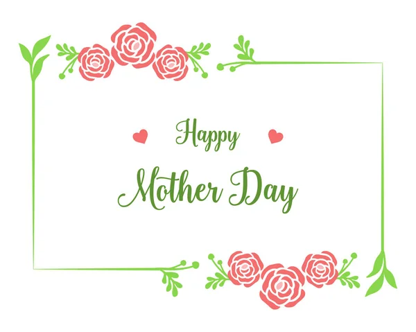 Modèle de bannière heureuse fête des mères, avec l'art de la texture de cadre de fleur de rose. Vecteur — Image vectorielle