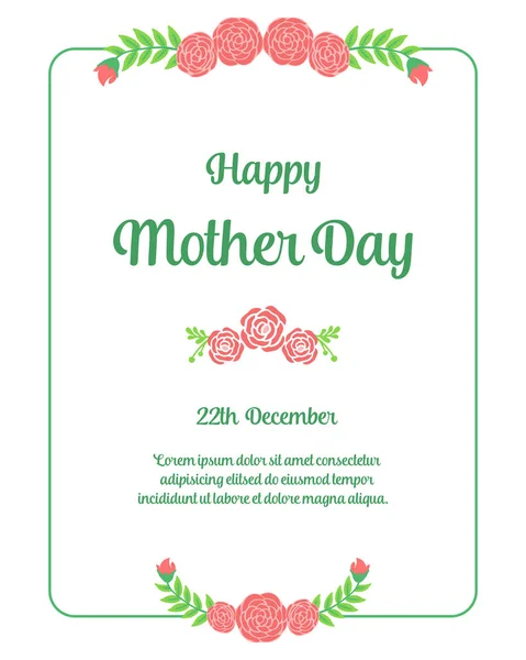 Design rose wreath frame, with place for text, happy mother day. Vector — Stock Vector