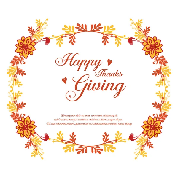 Template for card thanksgiving, with plant of autumn leaves frame. Vector — Stock Vector