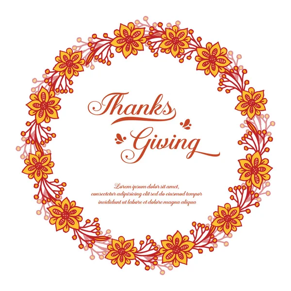 Text greeting card of thanksgiving, with artwork of autumn leaf frame. Vector — Stock Vector