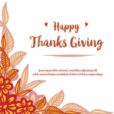 Tasarım kartı şükran, sonbahar yaprakları çerçeve unsuru ile. Vektör