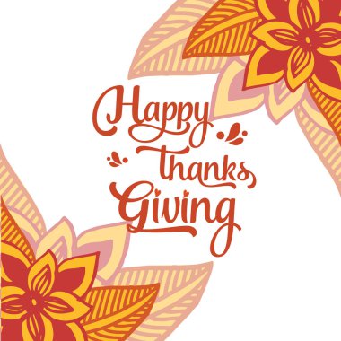 Metin şükran, doğa sonbahar yaprakları çerçeve ile. Vektör