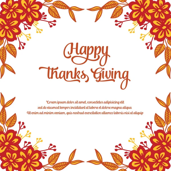 Design style of autumn leaf flower frame, for poster template of thanksgiving. Vector — Stock Vector