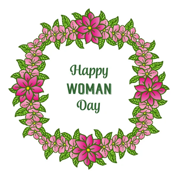 Üdvözlőlap boldog nő nap grafikus elegáns rózsaszín virág keretben. Vektor — Stock Vector