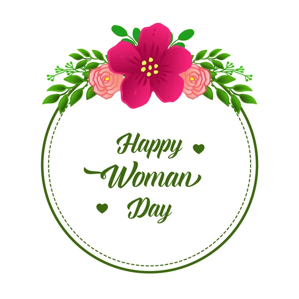 Patrón de diseño de marco de flor rosa, para la celebración de la plantilla del día de la mujer feliz. Vector — Vector de stock
