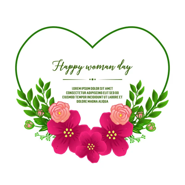 Знамя счастливой женщины день, с украшенной розовой рамкой венка. Вектор — стоковый вектор