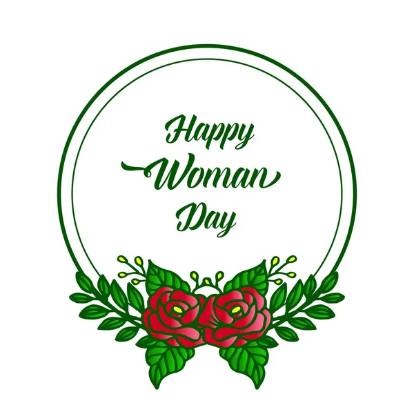 Ontwerp belettering van wenskaart gelukkige vrouw dag, met stijl van Rose bloem frame. Vector — Stockvector