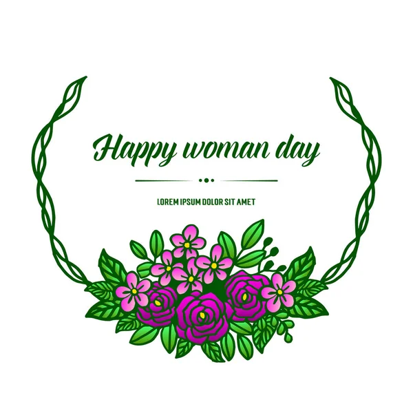 Vorlage der Karte glücklichen Frauentag, mit lila Rose Blumenrahmen Hintergrund. Vektor — Stockvektor
