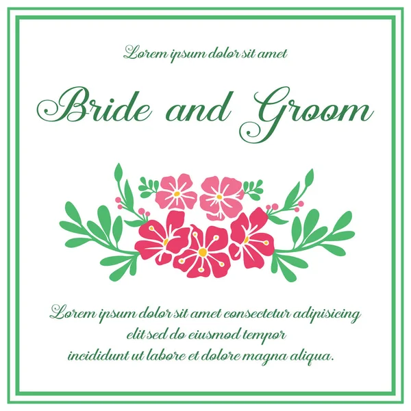 Κάρτα πρόσκληση της νύφης και του γαμπρού, με στυλ ροζ σκελετό στεφάνι. Διάνυσμα — Διανυσματικό Αρχείο