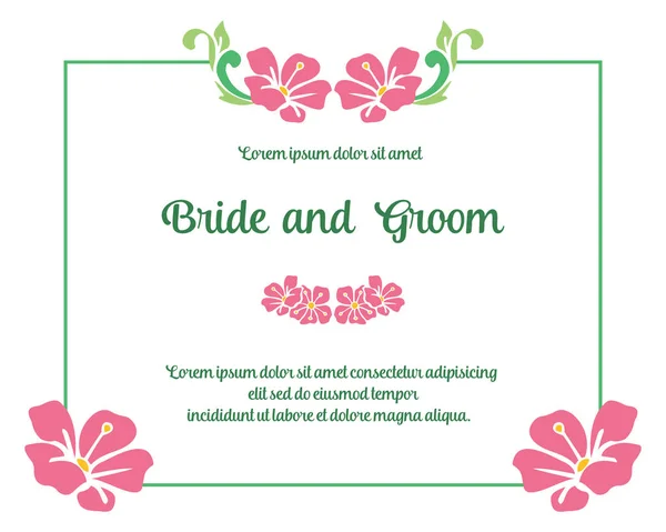 Vorlage Einladungskarte Braut und Bräutigam, mit Vintage-rosa Blumenrahmen. Vektor — Stockvektor