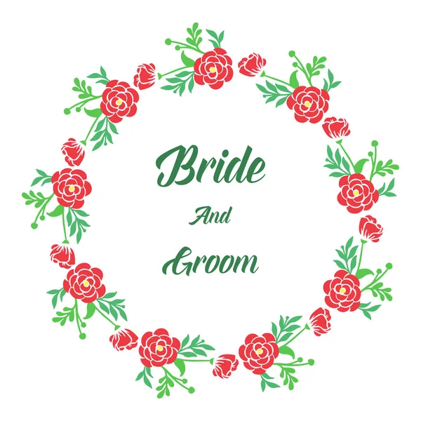 Kalligrafischer Text von Braut und Bräutigam, mit elegantem Blumenrahmen. Vektor — Stockvektor