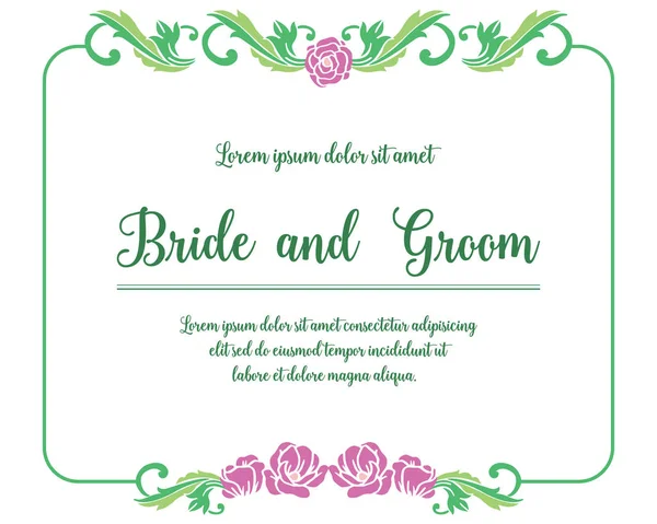 Perfekte lila Kranzrahmen für Einladung oder Grußkarte Braut und Bräutigam. Vektor — Stockvektor
