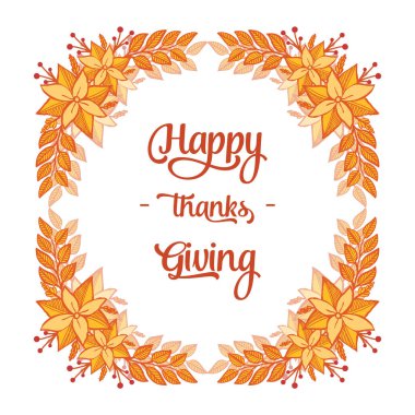 Şablon şükran günü, sonbahar yaprağı çiçek çerçevesi motifli. Vektör