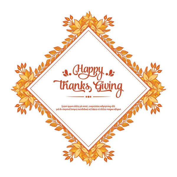 Design card thanksgiving, with beauty of autumn leaf flower frame. Vector — Stock Vector