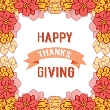 Şükran Günü arkaplanı için renkli çiçek çerçevesi patten sanatı. Vektör
