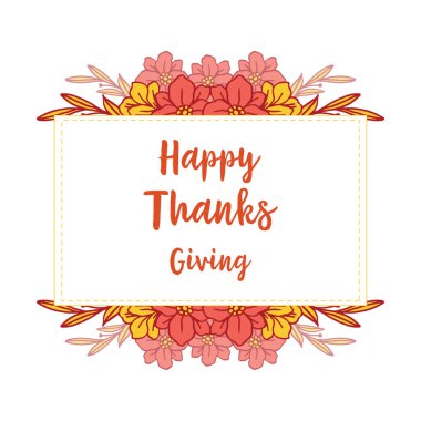 Şablon şükran günü, güzel renkli çiçek çerçeveli. Vektör