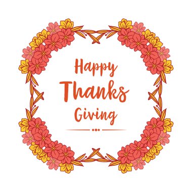 Soyut renkli çiçek çerçevesiyle süslenmiş şükran gününün kutlama kartı. Vektör