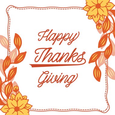 Tebrik kartı ya da şükran günü posteri için tasarlanmış, sonbahar çiçekleri çerçeveli. Vektör