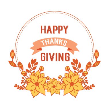 Kart şükran günü için dizayn öğesi, güzel sonbahar yapraklı çiçek çerçeveli. Vektör