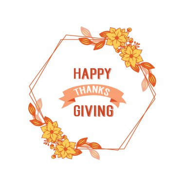 Parlak sonbahar yaprağı çiçek çerçeveli poster ya da bayrak şükran günü. Vektör
