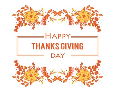 Sonbahar yapraklı çiçek çerçeveli şükran günü kartı tasarımı. Vektör