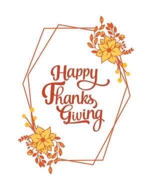 Şükran Günü davetiyesi, mükemmel sonbahar yapraklı çiçek çerçevesi tasarlanmış. Vektör