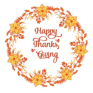 Zarif kart şükran günü için sonbahar çelengi kalabalığı. Vektör