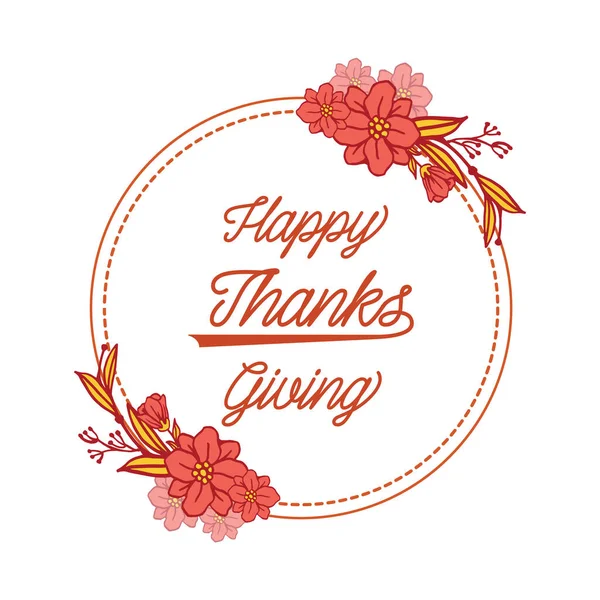 Banner thanksgiving, with drawing of leaf floral frame. Vector — Stock Vector
