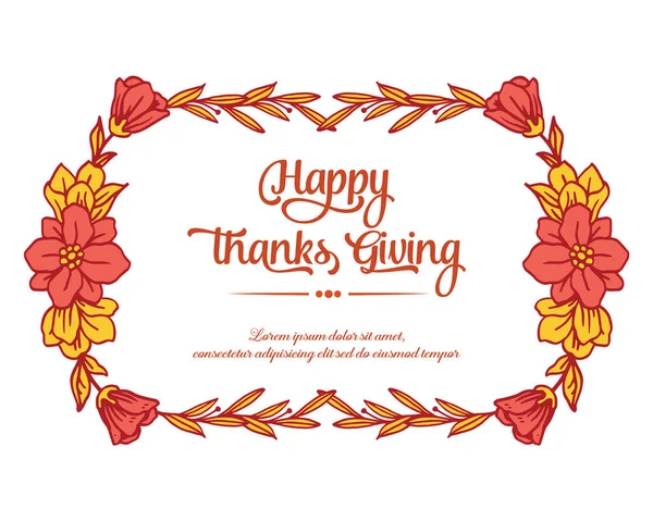 Template invitation card of thanksgiving, with ornament style of leaf flower frame. Vector — Stock Vector