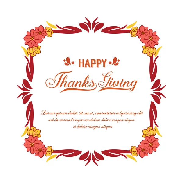 Template invitation card of thanksgiving, with ornament style of leaf flower frame. Vector — Stock Vector