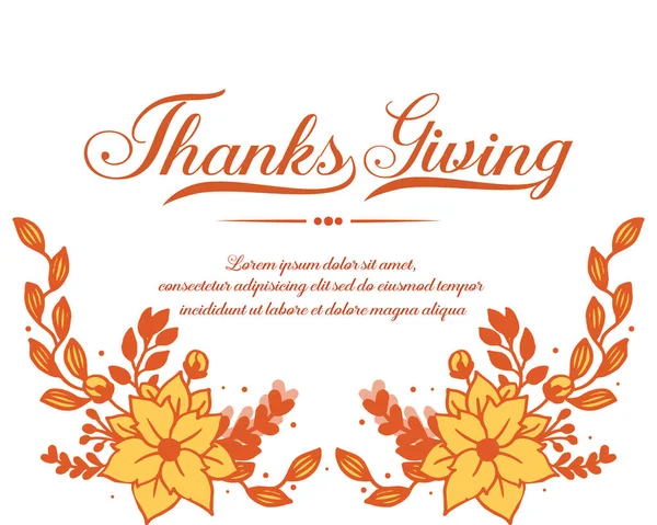Плакат или баннер День благодарения, с яркой осенней цветочной рамкой листьев. Вектор — стоковый вектор