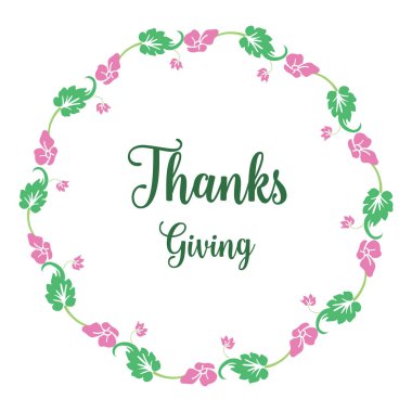Klasik pembe çiçek çerçeveli şükran günü metni. Vektör