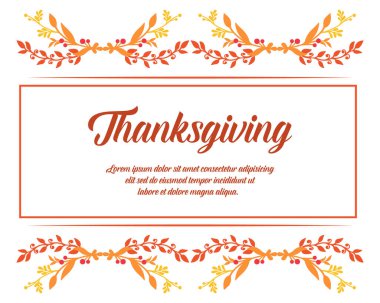 Zarif yaprak çerçeveli bir şükran günü posteri. Vektör