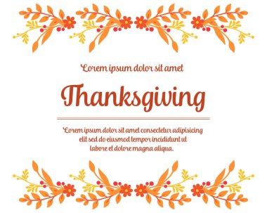 Zarif yaprak çerçeveli bir şükran günü posteri. Vektör