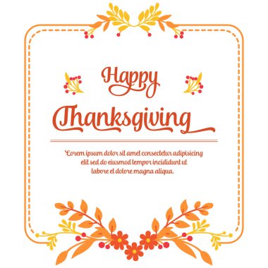 Sonbahar yaprakları çerçeveli güzel bir şükran günü kartı tasarla. Vektör