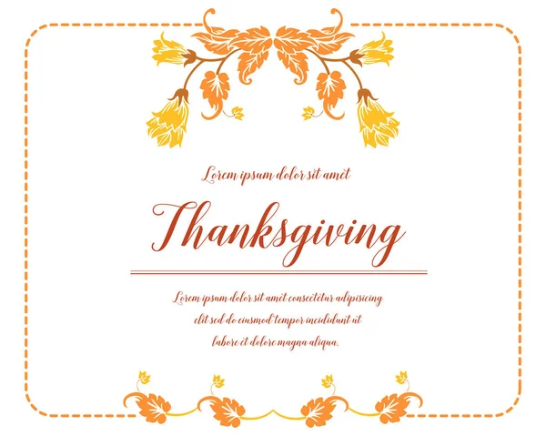 Poster thanksgiving, with elegant leaves frame. Vector — Stock Vector