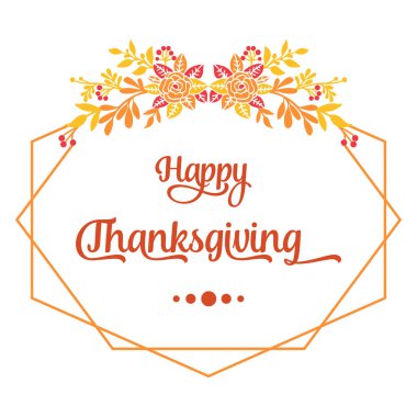 Sonbahar yaprakları çerçeveli şükran günü kartı. Vektör