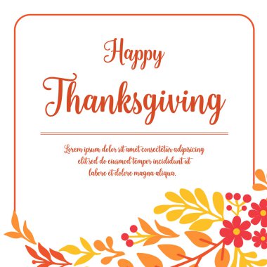 Sonbahar yaprağı desenli, beyaz arka planda izole edilmiş şükran günü şablonu. Vektör